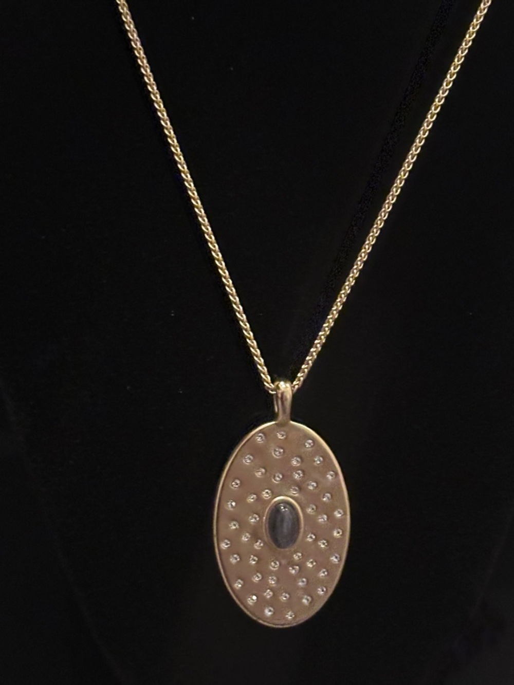 Lucky Brand Gold Oval Pendant Necklace with Black Center - Picture 2 of 5
